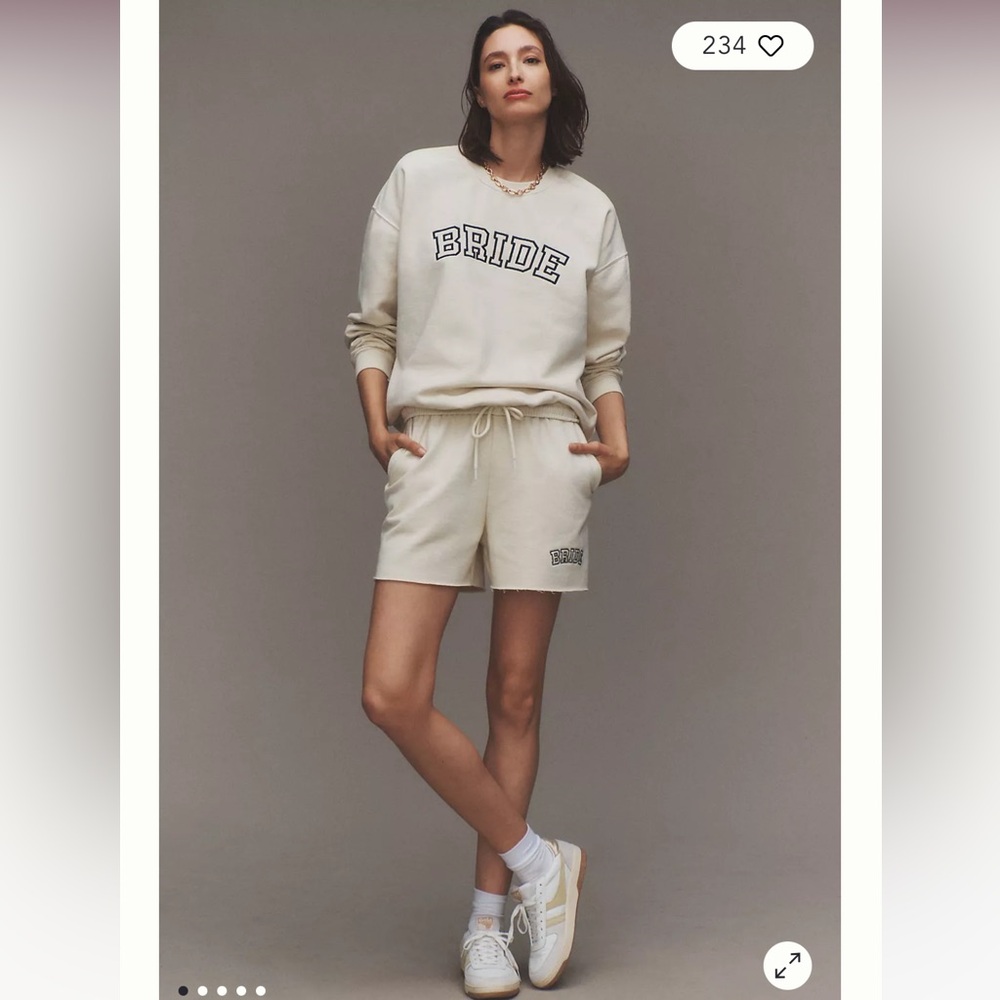 Anthropologie Weddings Bride Sweatshirt & Shorts